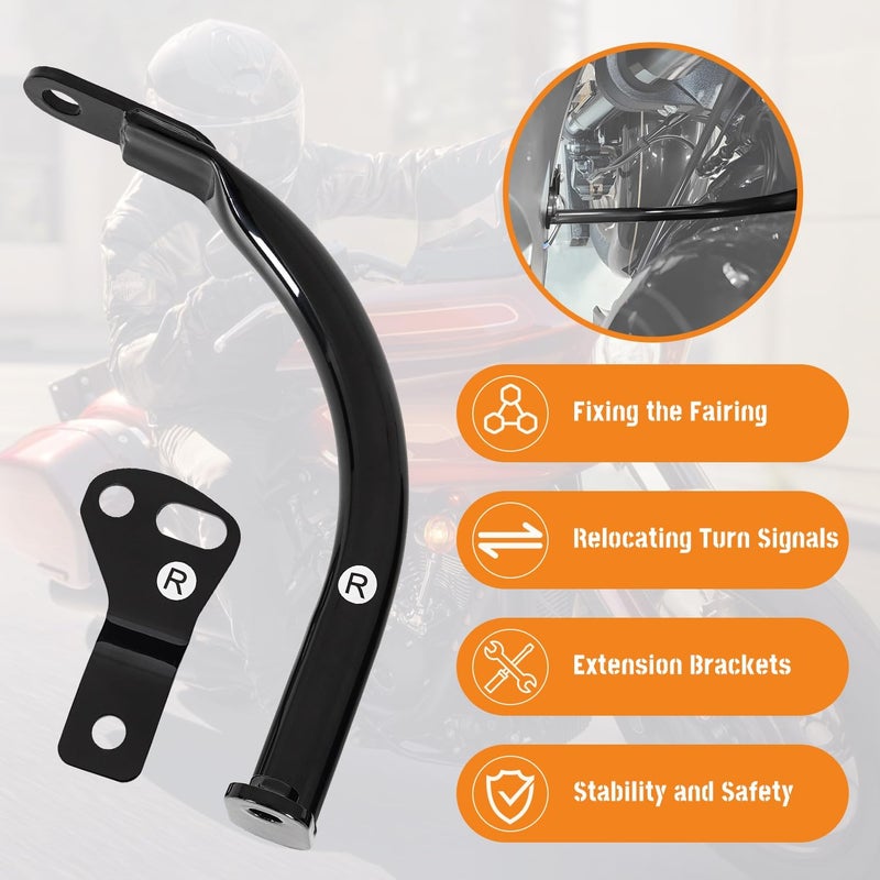 AMSPRAC Motorcycle Front Frame,Fairing Support Bar,Windshield Lower Light Bracket compatible with for Harley Softail Low Rider ST FXLRST 2022 2023 2024,Steel w/Hardwares,Glossy Black - Image 4
